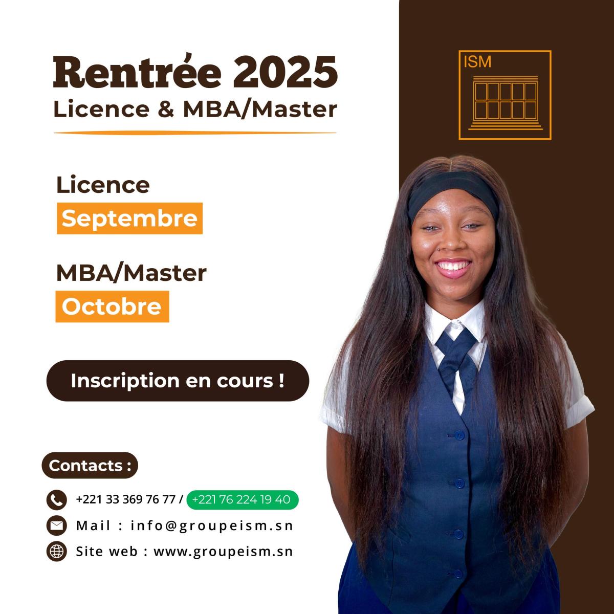 Inscriptions ouvertes Licence et Master 2025 - Groupe ISM